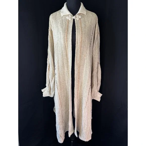 Zonda Nellis Vintage Knit Cardigan 1970s Oversized Cozy Lagenlook Wearable Art M - Picture 1 of 16